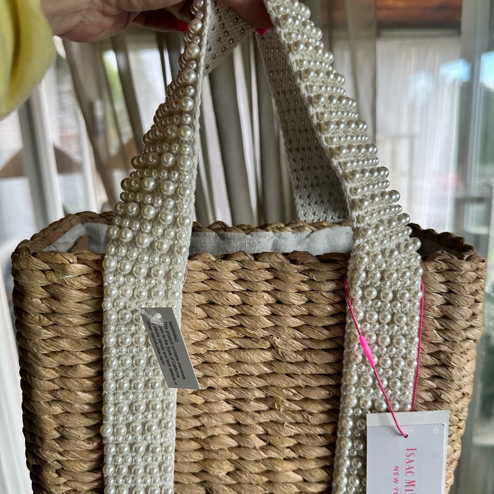 Isaac Mizrahi straw and pearl Bag Woven Elegance